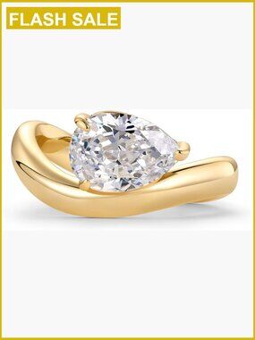 Wavy Solitaire Cubic Zirconia Engagement Ring